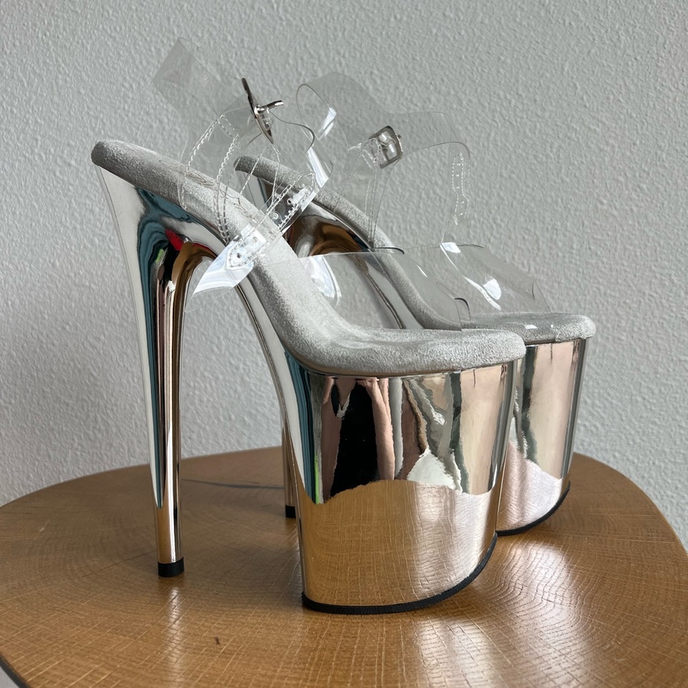 Pleaser Flamingo 808 Chrome 8” Platform Sandal